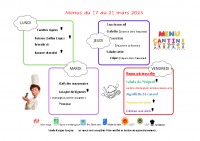 Menus du 17 au 21 mars 2025