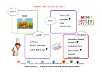 menus du 22 au 25 avril 2025