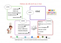 menus du 28 avril au 02 mai 2025