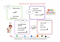 Menus du 31 mars au 04 avril 2025